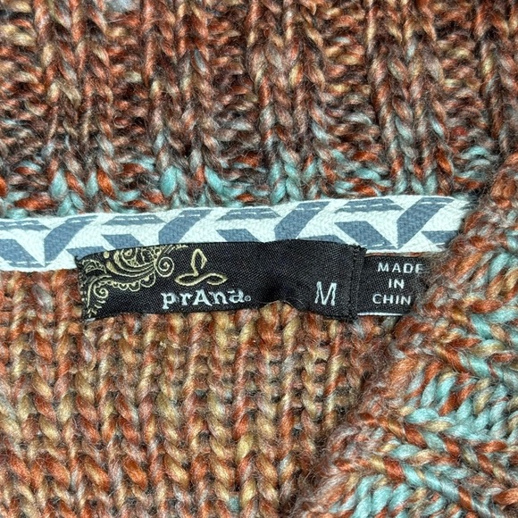 PrAna Women's Claus Orange Sundried V-Neck Ribbed Chunky Knit Sweater size M* - Picture 8 of 9